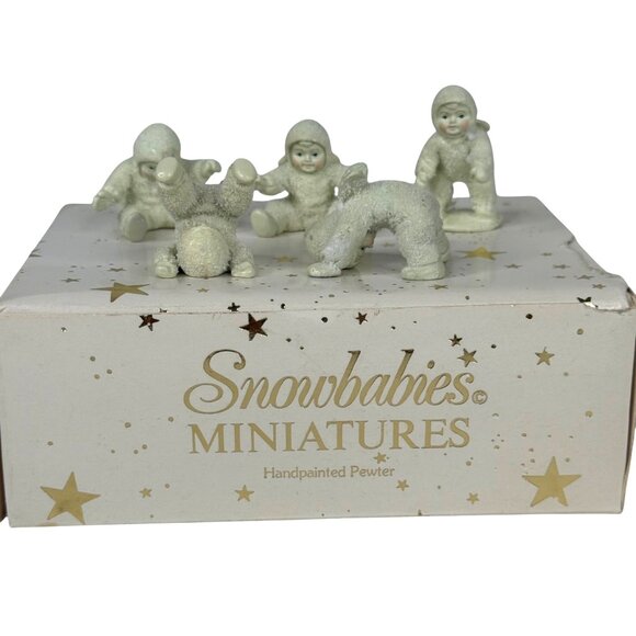 Dept 56 Snowbabies Miniatures Tumbling In The Snow Handpainted Pewter Figurines - Picture 1 of 16